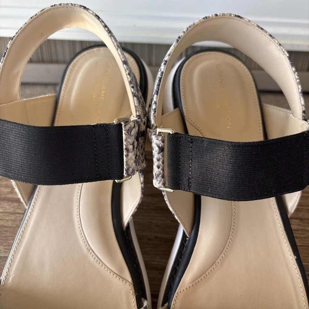 Cole Haan Sandals Women sz 9 B snakeskin Black Grand Ambition W21893
